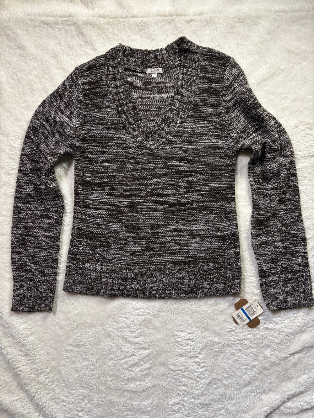 NOS Grane Women’s V-Neck L/S Sweater XL – Brown/White
